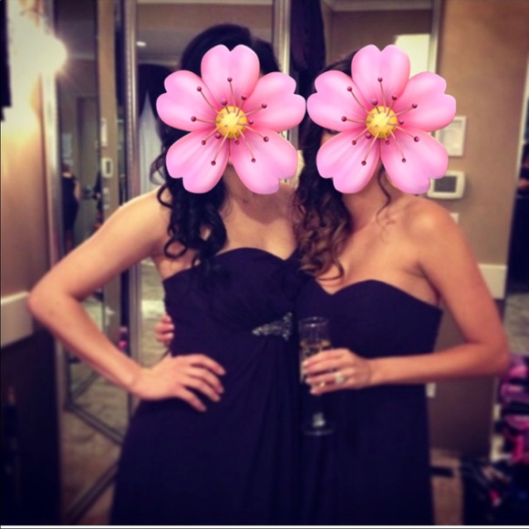 Bill Levkoff Bridesmaid Formal Strapless Floor Length Eggplant Dress sz 8 - Picture 4 of 7